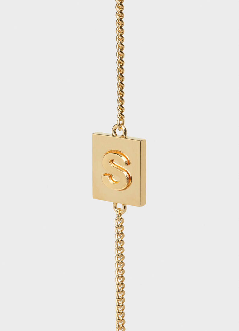 Celine Alphabet S Bracelet In Brass In Yellow