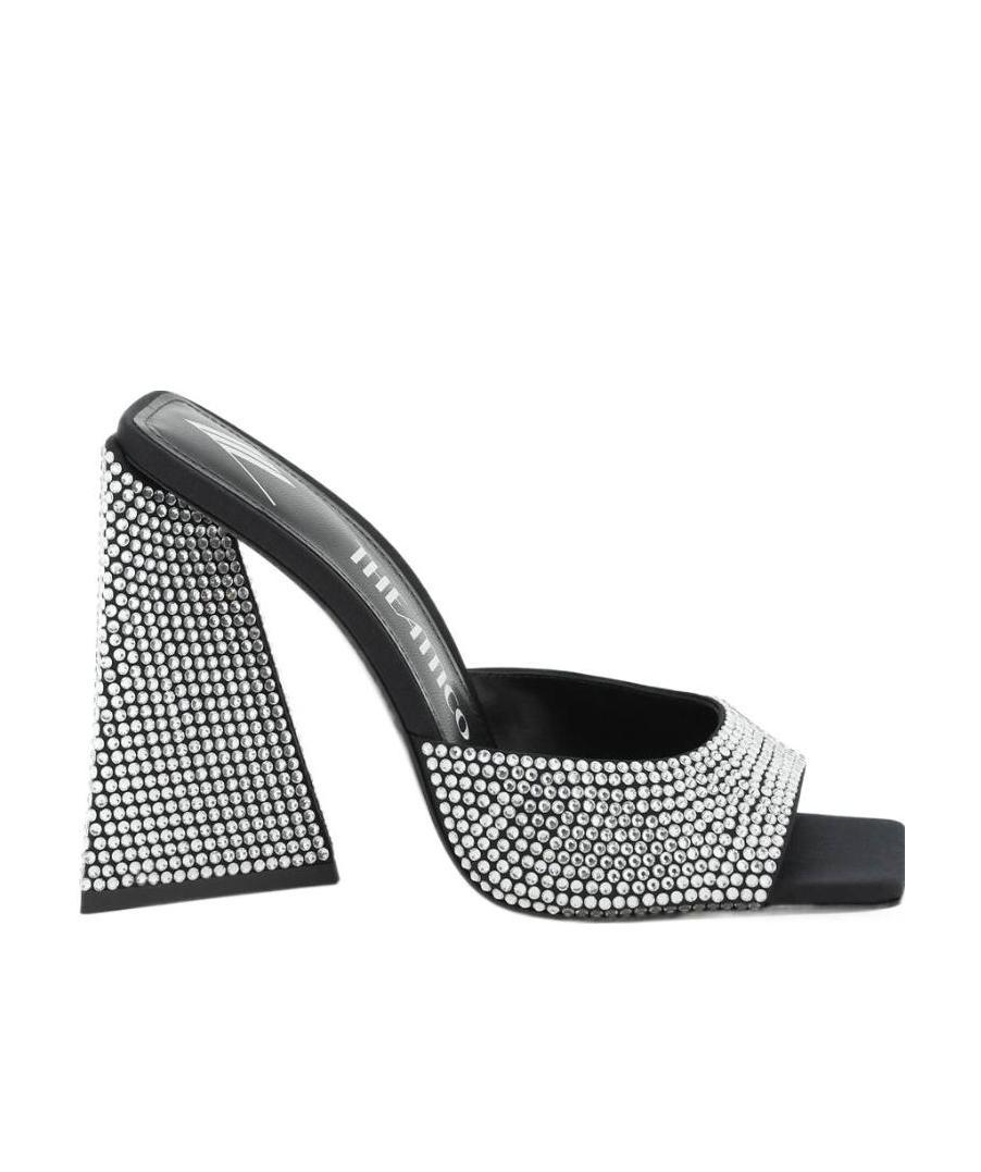 Attico Devon 110 Rhinestone-embellished Mules In Black