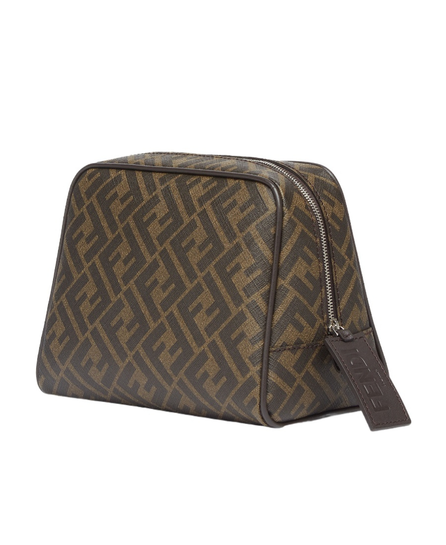 Shop Fendi Brown Fabric Toiletry Case