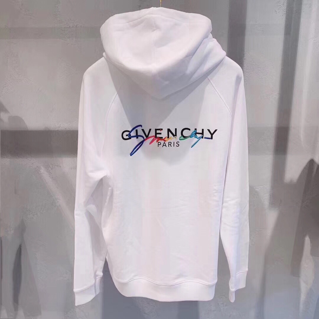 Givenchy Rainbow Logo-print Zipped Hoodie In White