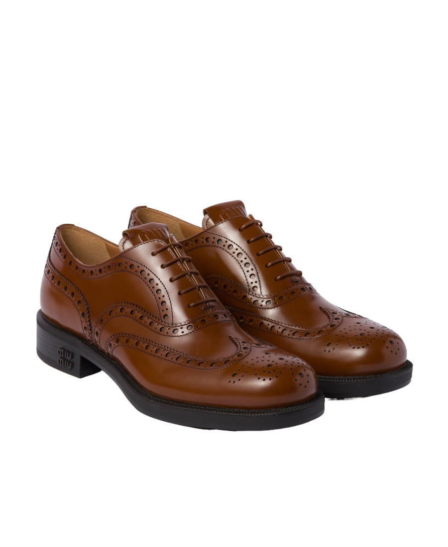 Miu Miu X Church's Leather Oxford Brogues In Brown
