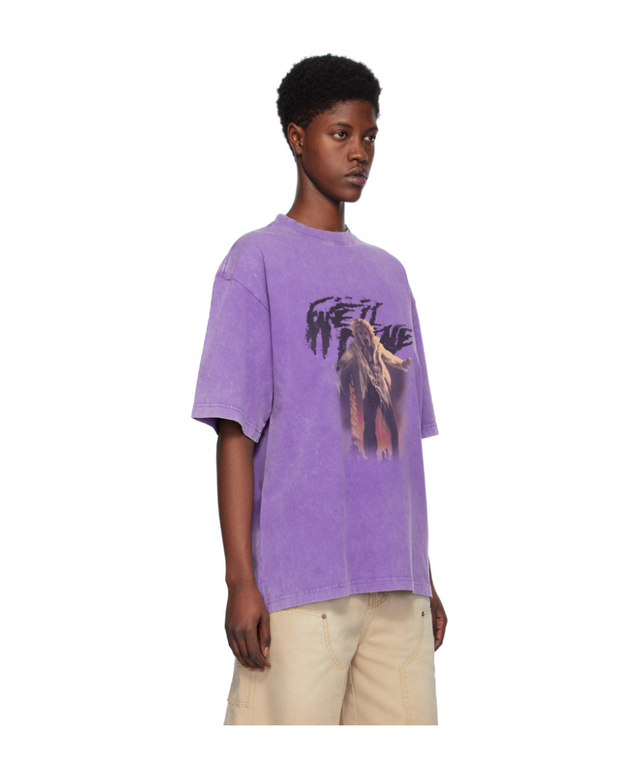 We11 Done T-shirt With Round Neck And Short Sleeves In Purple