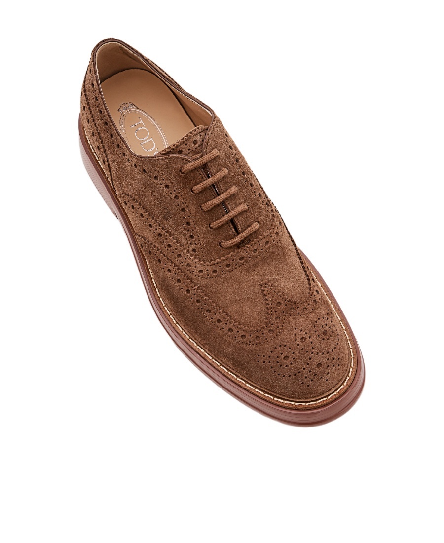 Tod's Lace-up Suede Brogues In Brown