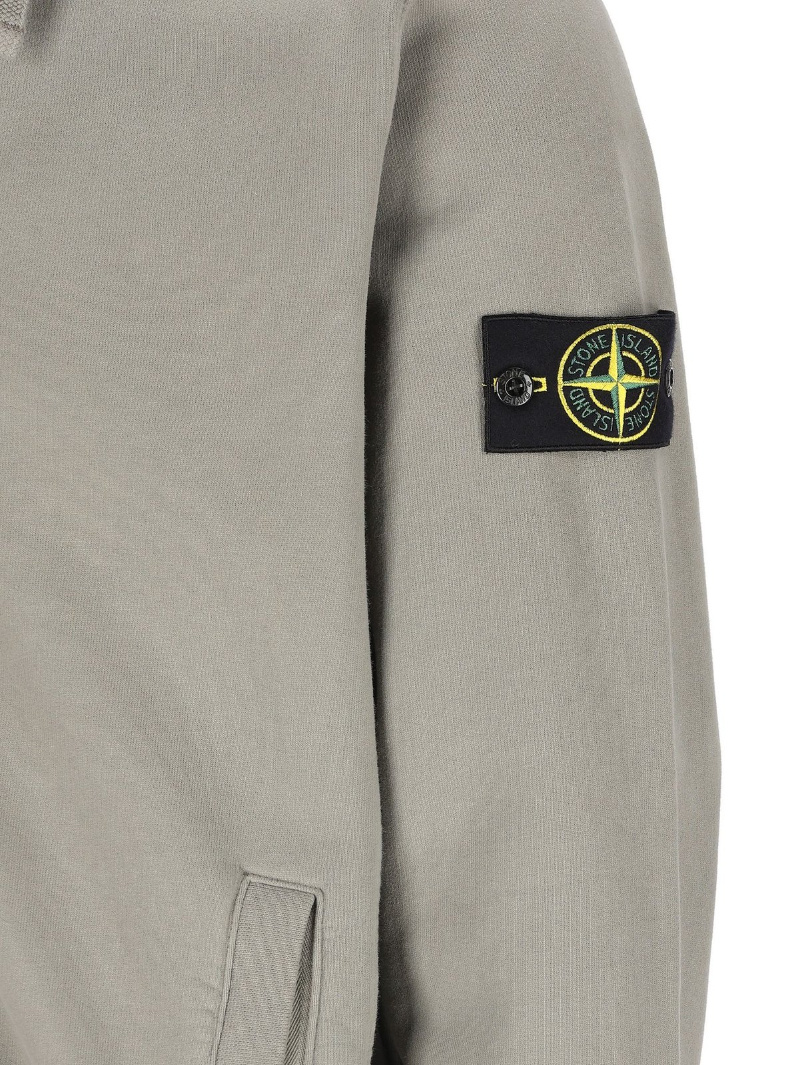 Stone Island Logo Patch Zip-up Hoodie In Animal Print