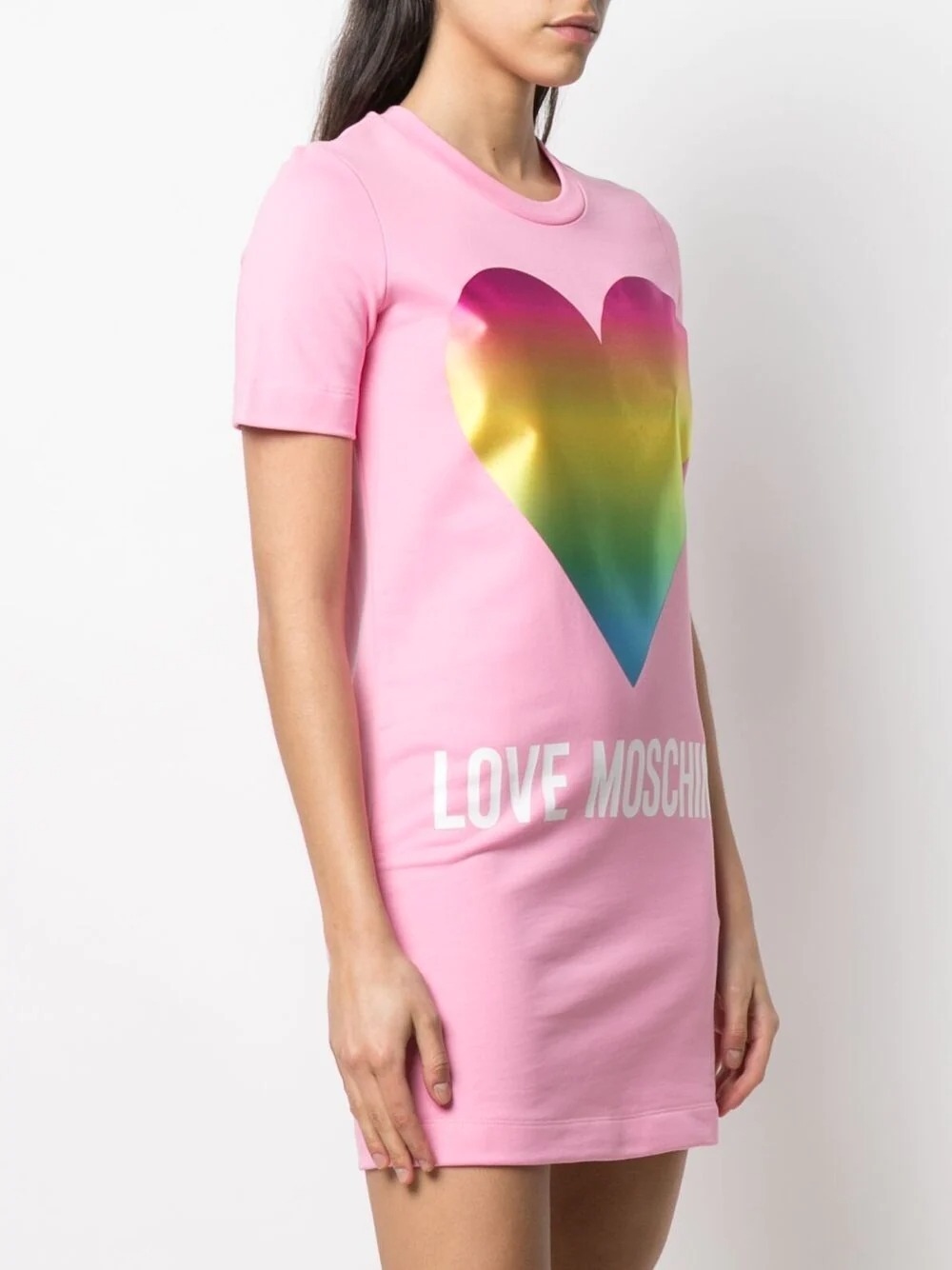 Moschino Logo Printed T-shirt Dress In Pink