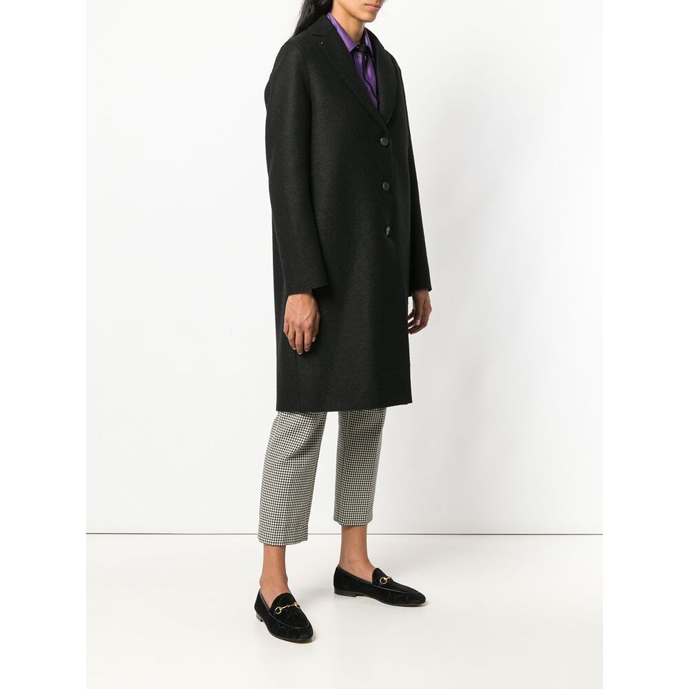 Harris Wharf London Boxy Buttoned Coat In Black