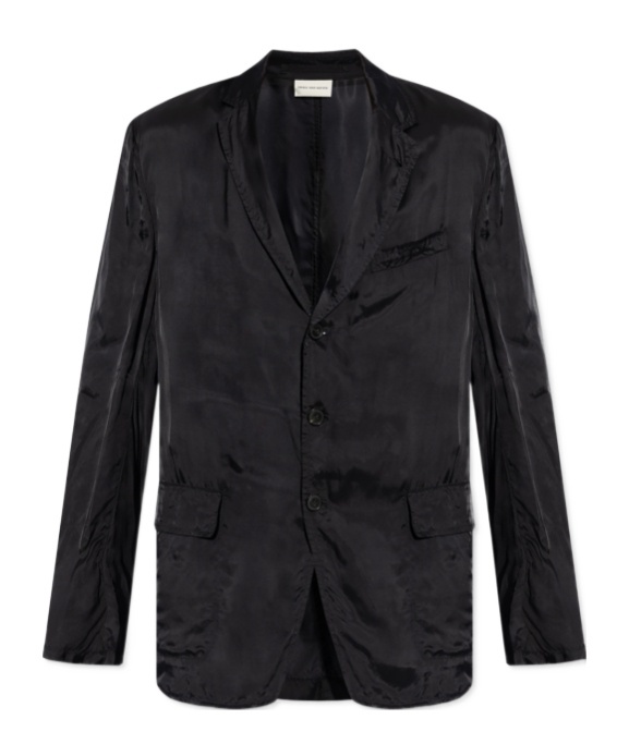 Dries Van Noten Long-sleeved Suit Coat In Black