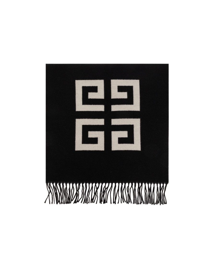 Givenchy 4g Motif Fringed Scarf In Black
