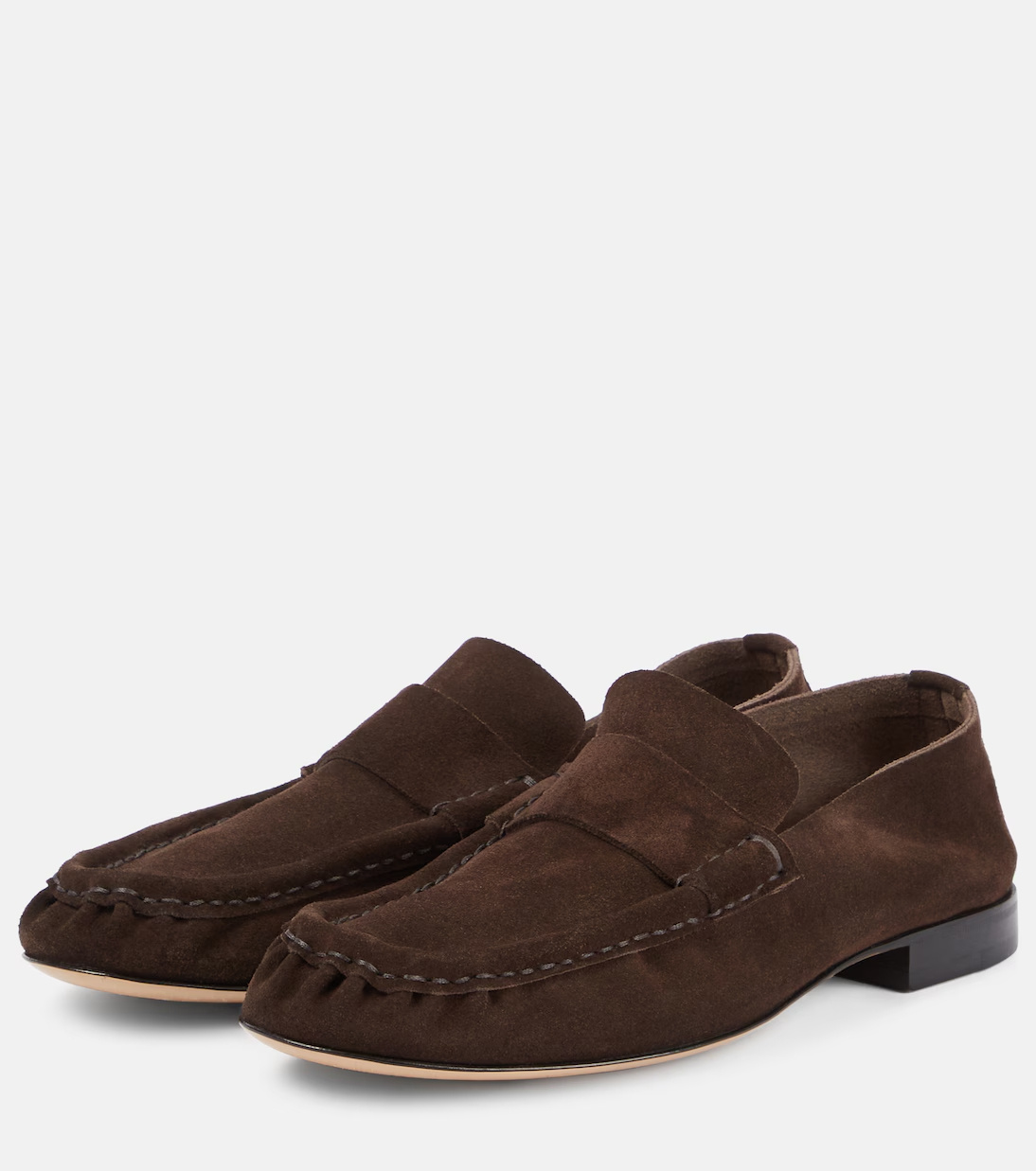 The Row Almond Toe Loafers In Brown