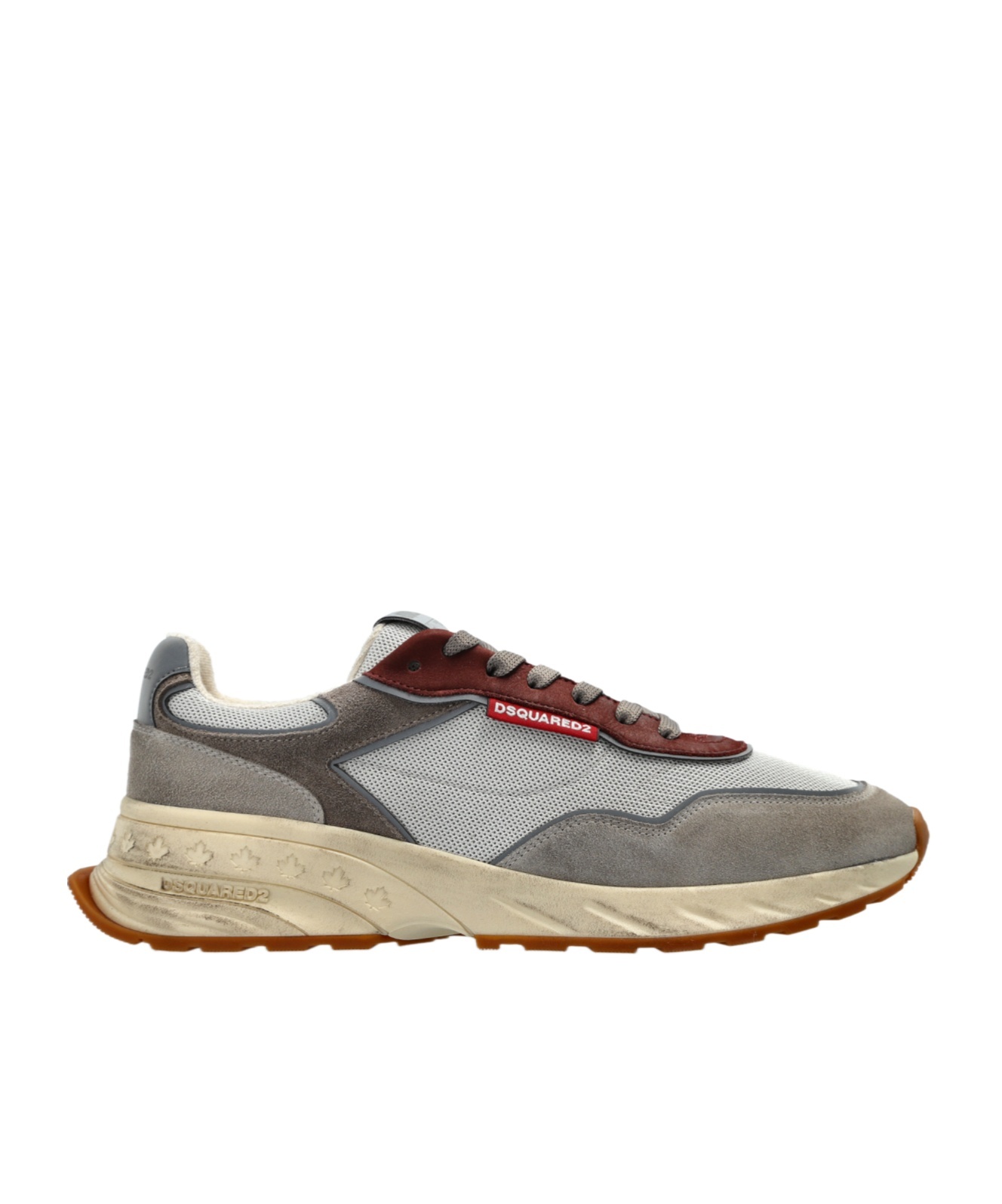 Dsquared2 Leather Sneakers With Chunky Rubber Sole In Gray