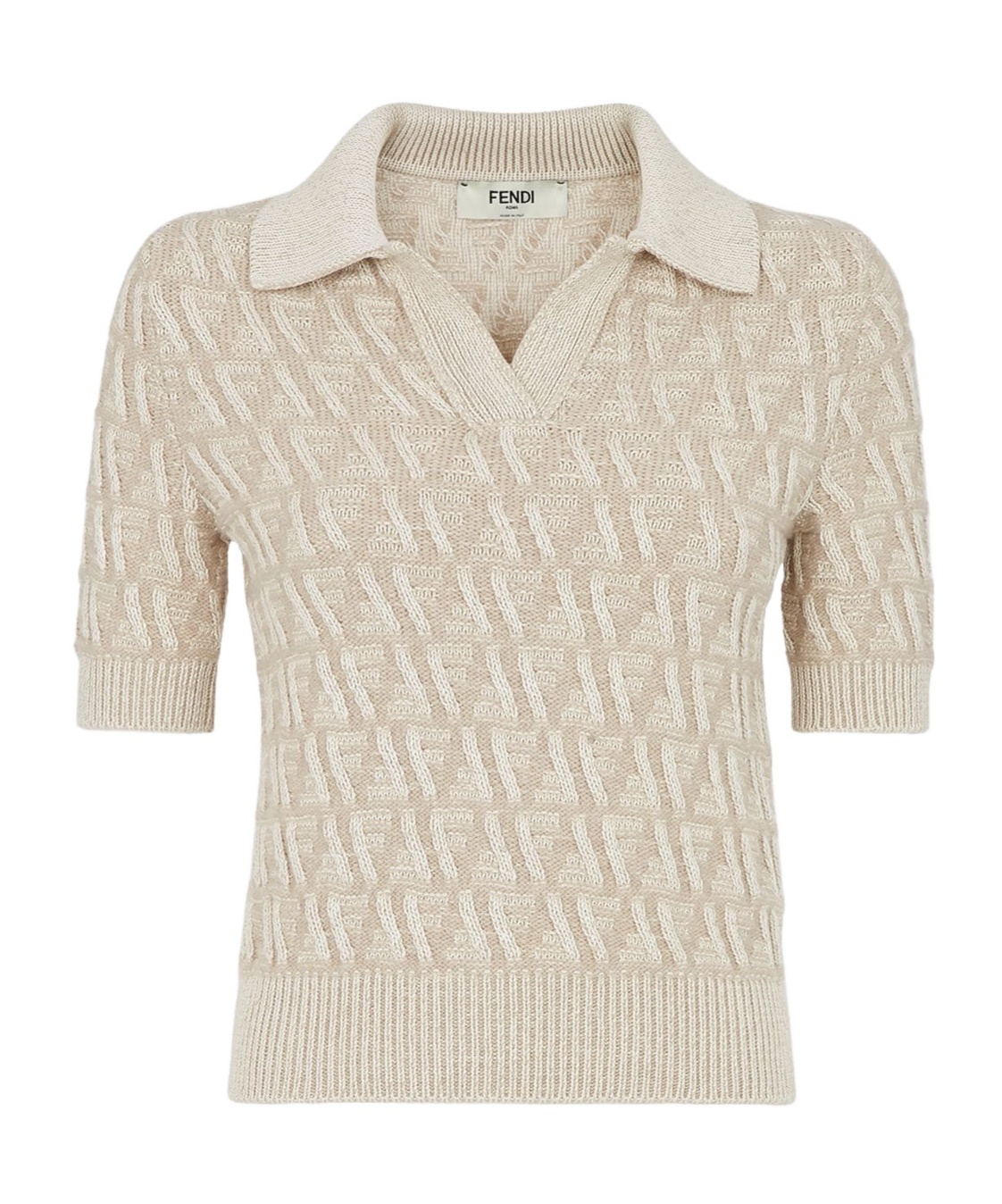 Fendi Beige Ff Wool And Cashmere Polo Shirt In Nude