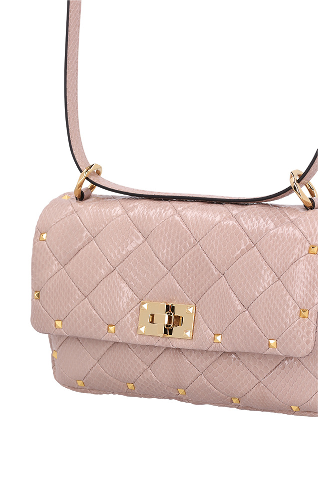 Valentino Geometric Detail Shoulder Bag In Nude