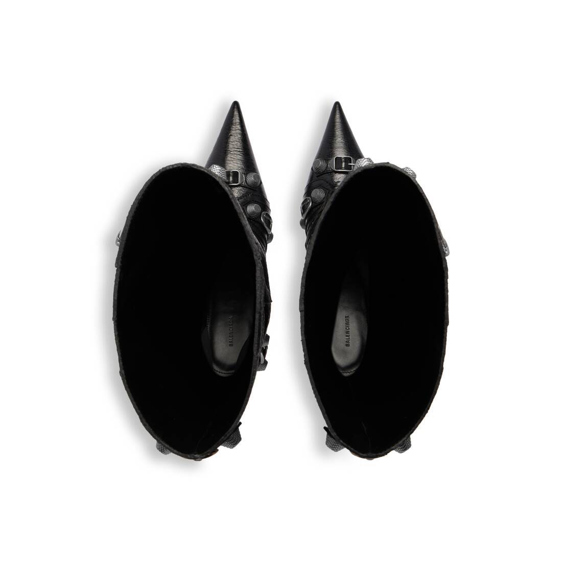 Balenciaga Cagole Wide Boot L50 Low Heels Boots In Black Leather In Black