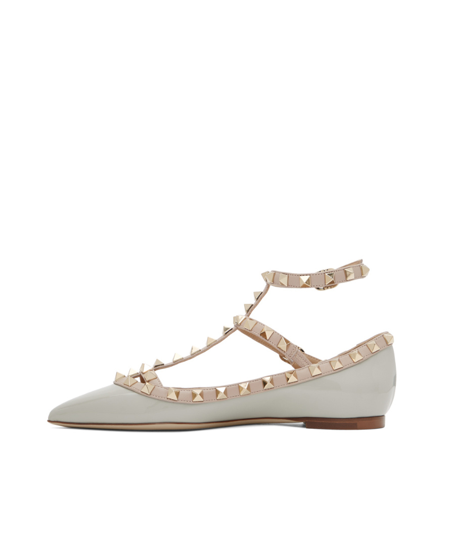 Valentino Rockstud-embellishment Pointed-toe Ballerina Shoes In Neutral
