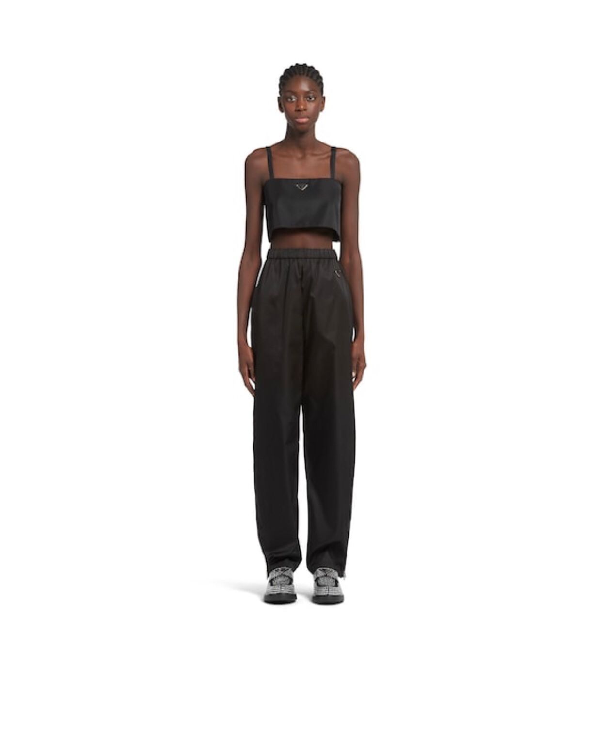 Shop Prada Re-nylon Wide-legged Joggers In Black