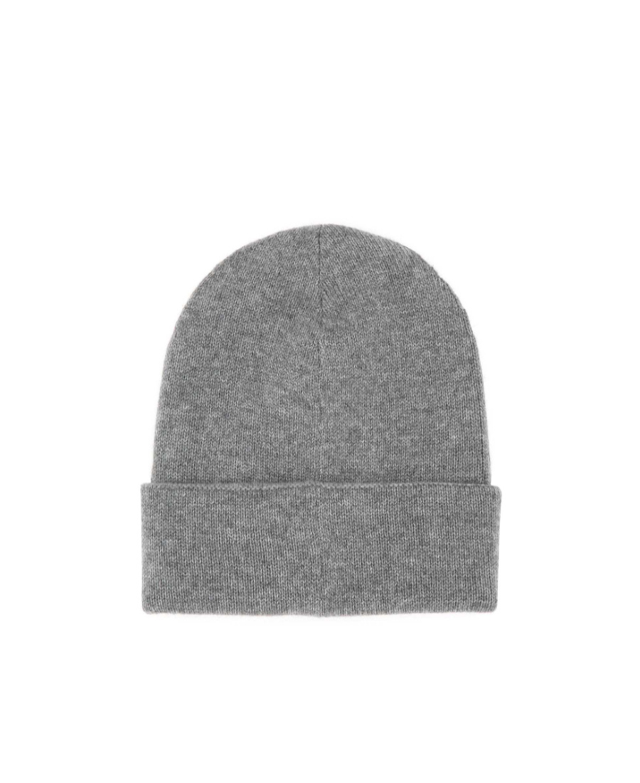 Alexander Mcqueen Logo Embroidered Cashmere Beanie In Gray
