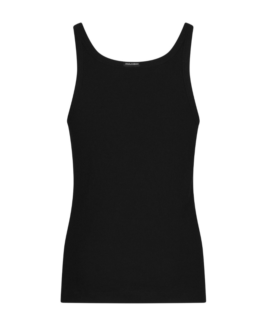 Dolce & Gabbana Marcello Ribbed-knit Tank Top In Black