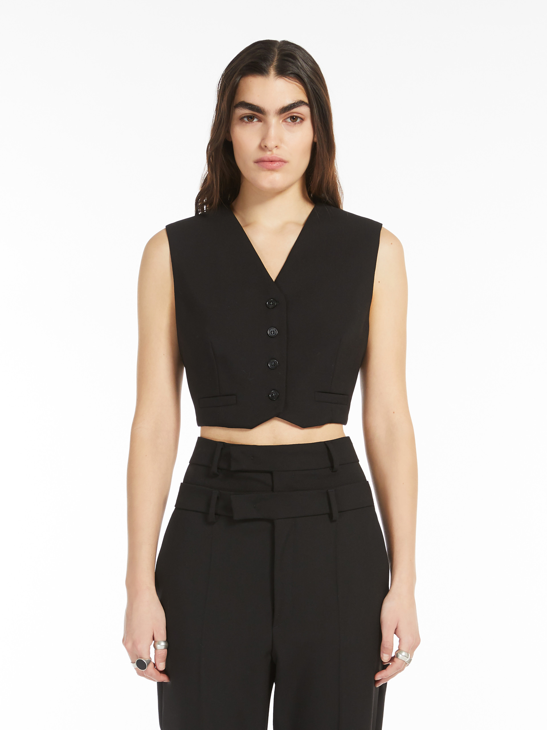 Sportmax Wool Short Vest In Black