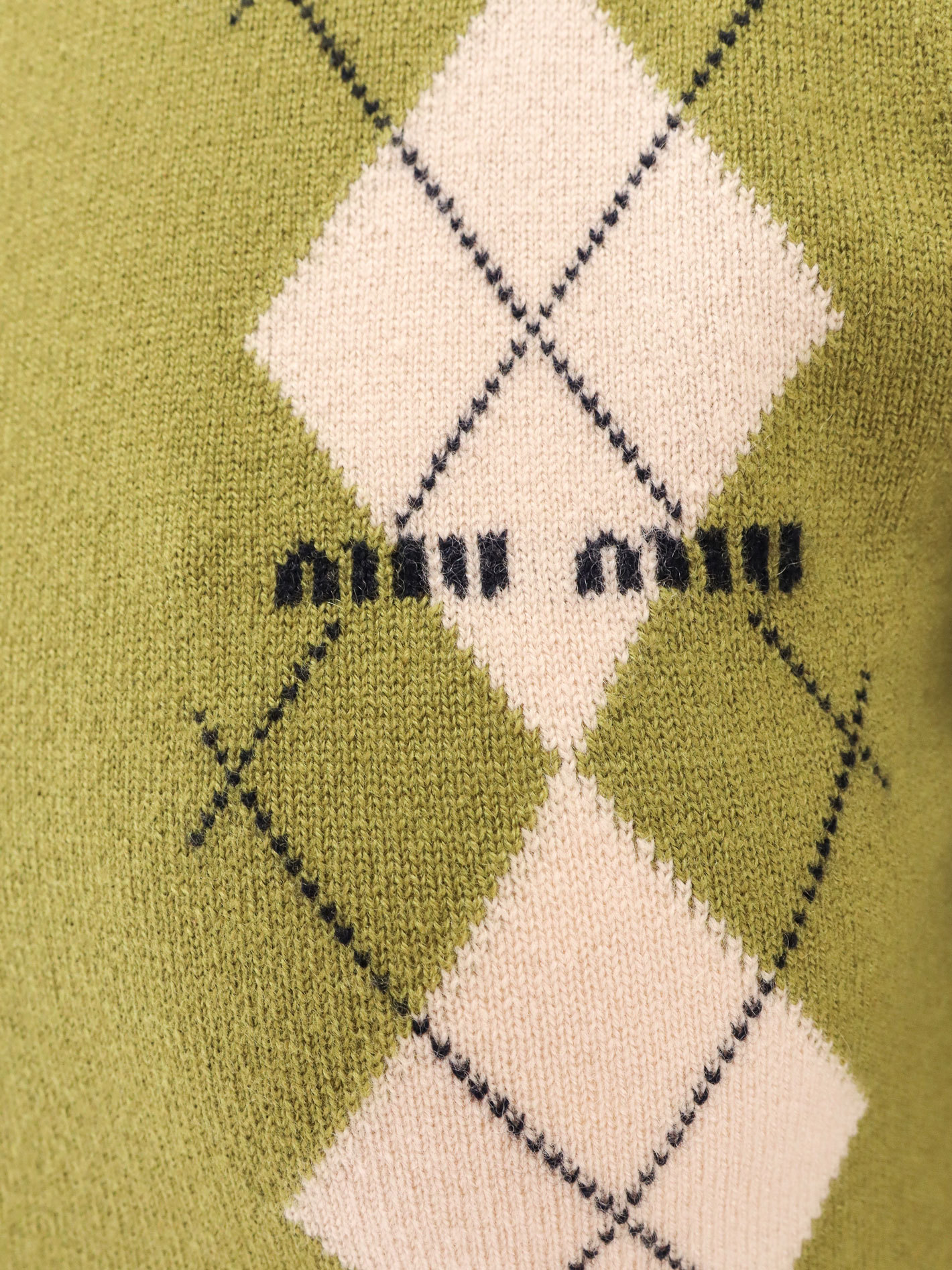 Miu Miu Cashmere Knit Cardigan In Green