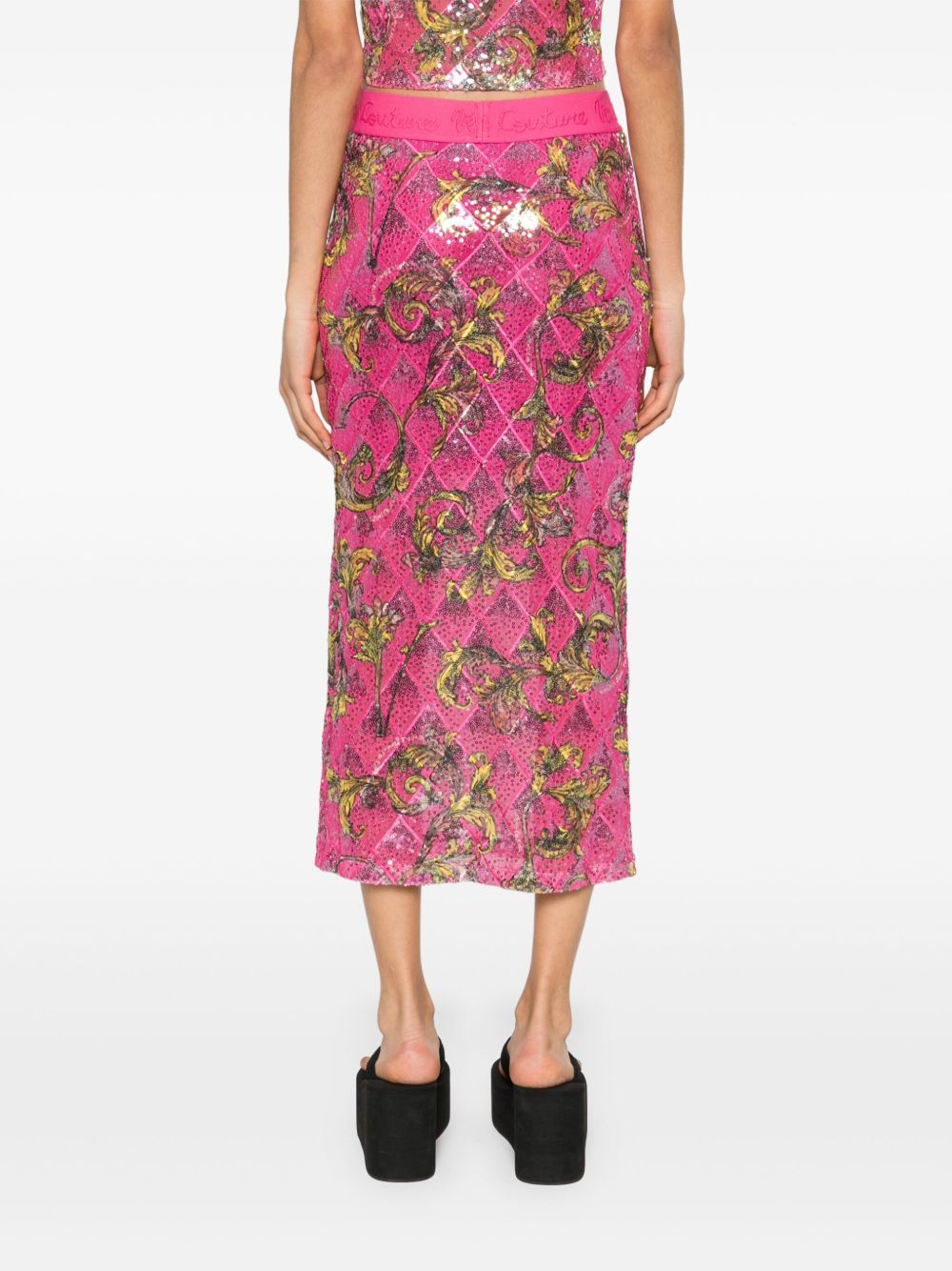 VERSACE JEANS BAROCCO-PRINT MIDI SKIRT
