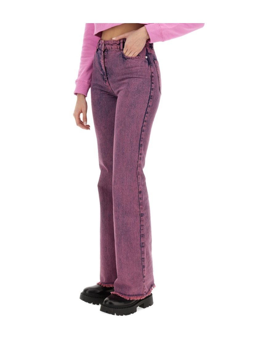 Moschino Belt Ring Denim Trousers In Purple