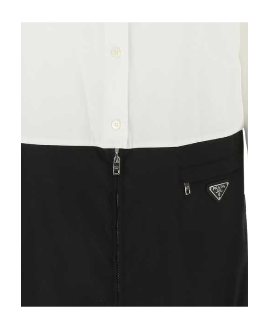 Prada Two-tone Panelled Shirtdress In White
