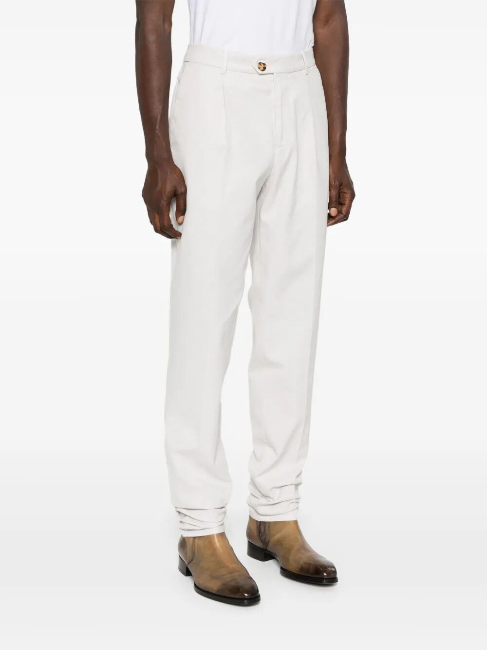 Brunello Cucinelli Tailored White Trousers With Classic Waistband In White