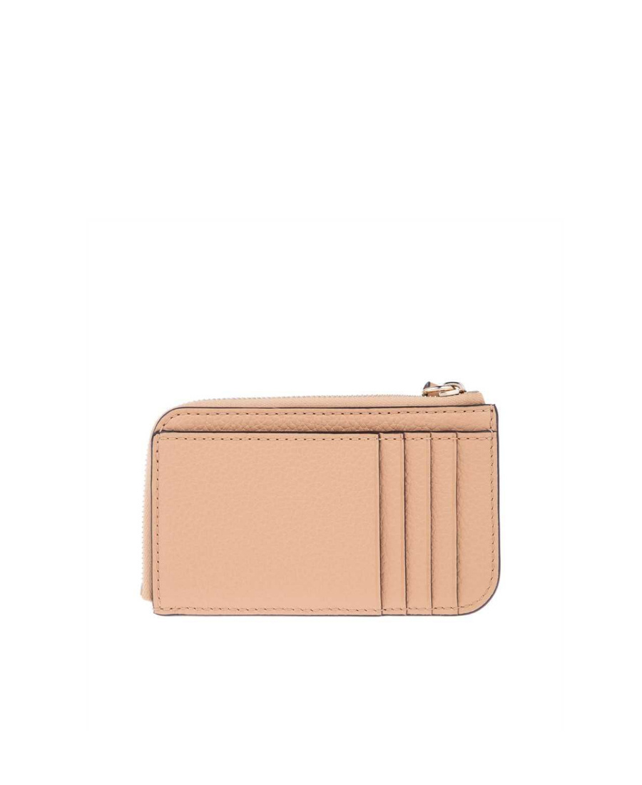 Chloé Logo-charm Leather Cardholder In Nude