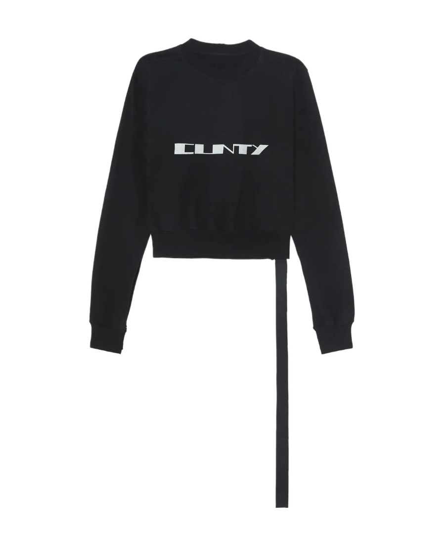 Rick Owens Drkshdw Strap-detail Cropped Cotton Sweater In Black