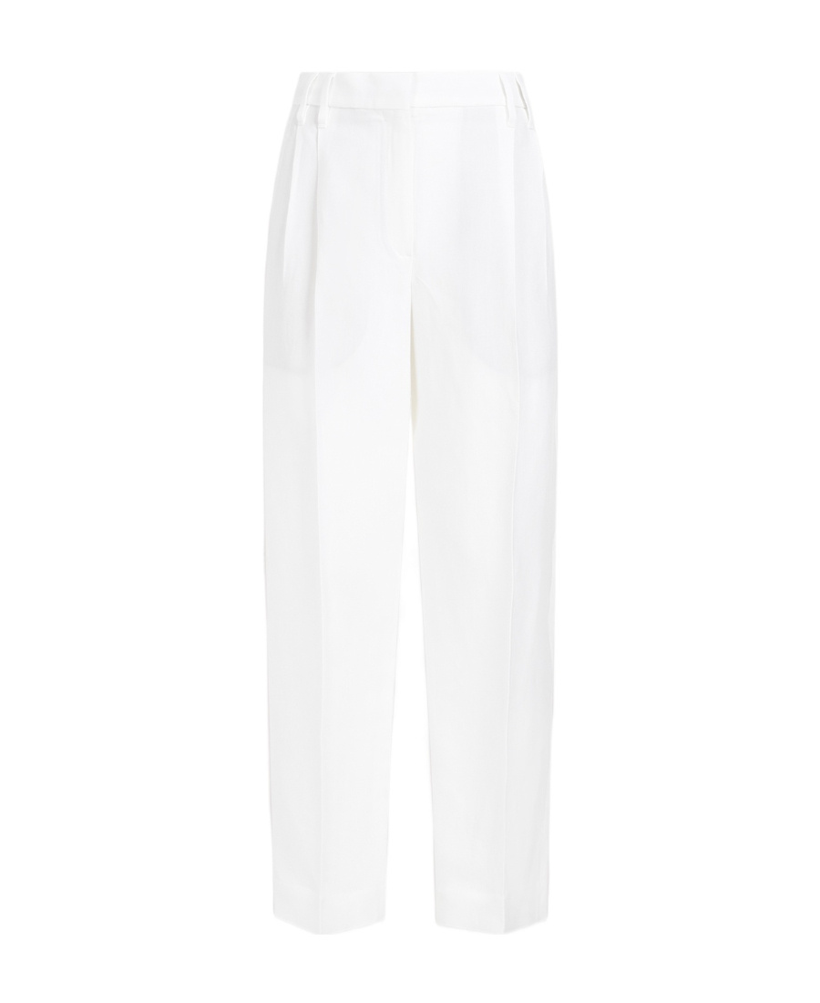 Brunello Cucinelli High-waist Cropped Trousers In White
