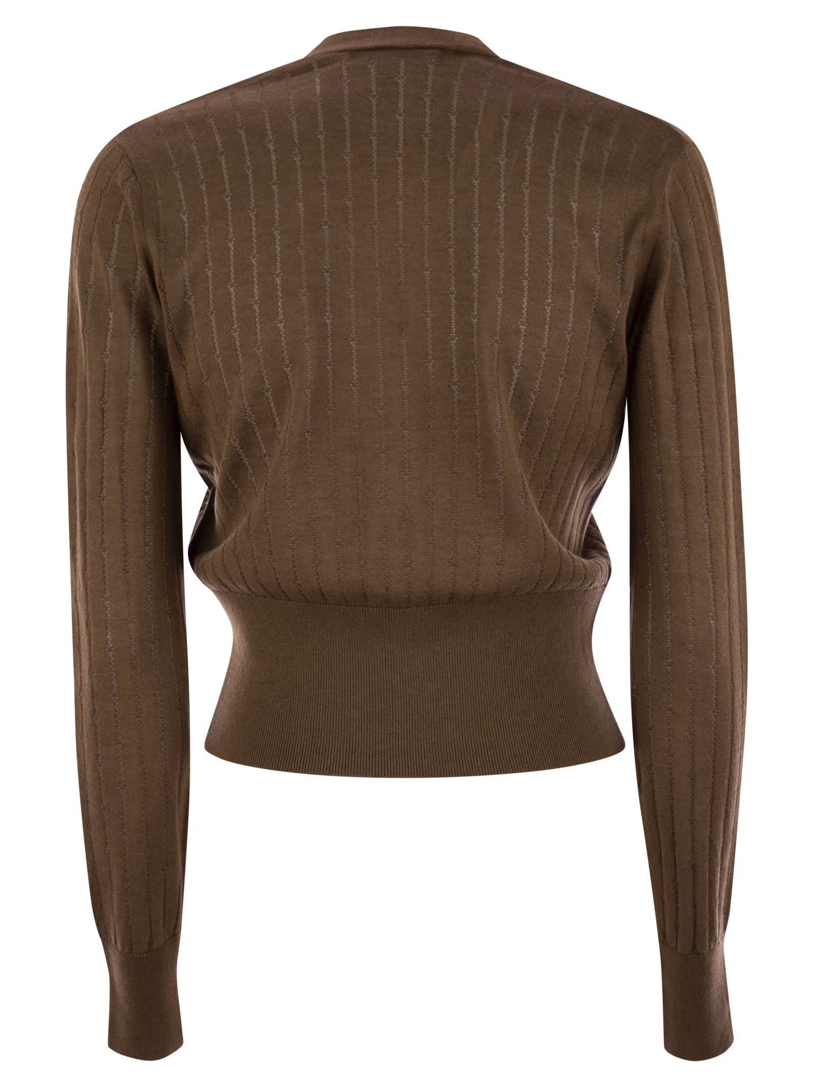 Max Mara Studio Sequin Embellished Knit Cardigan In Brown
