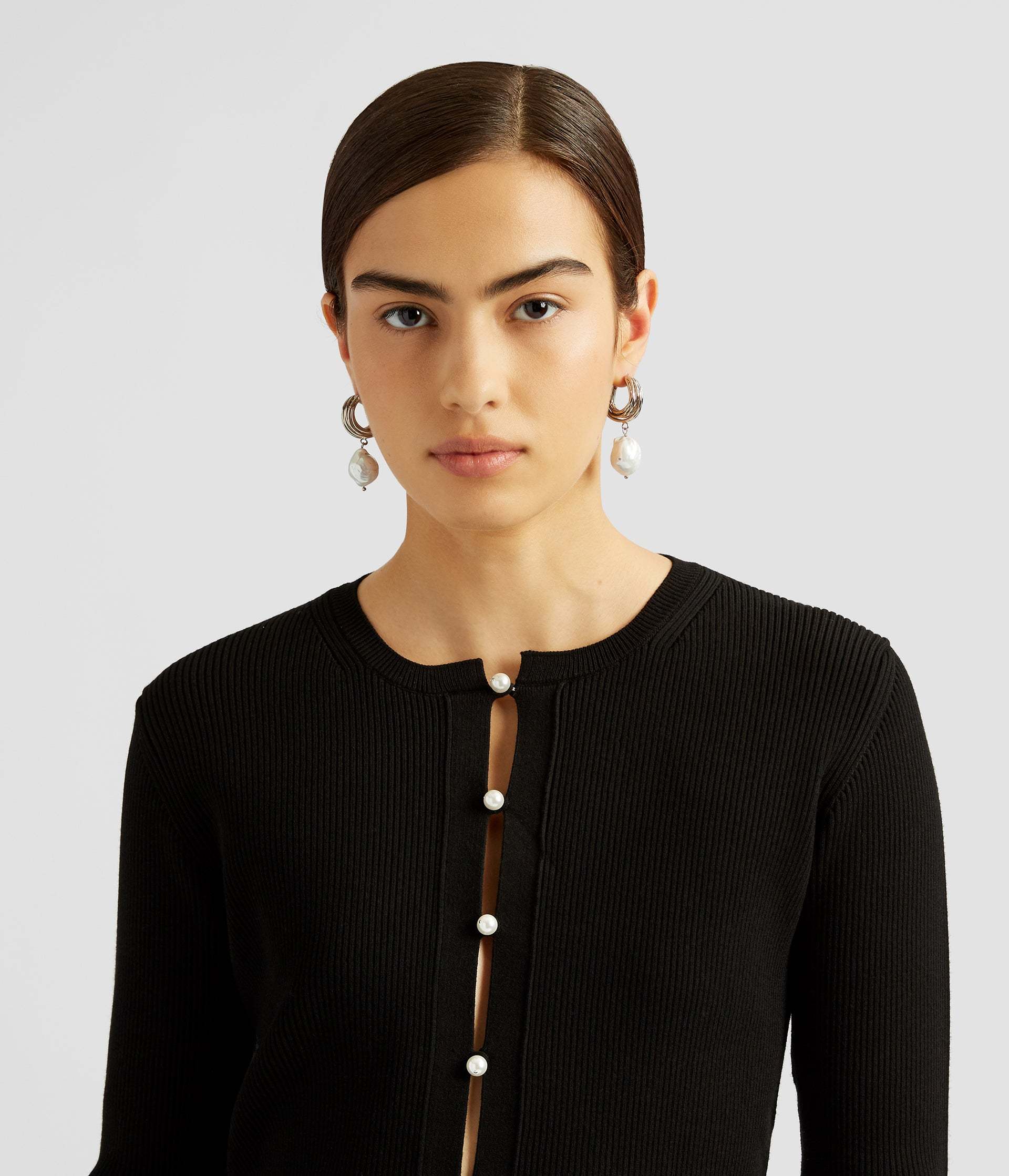 ERDEM RUFFLED RIBBED CARDIGAN 