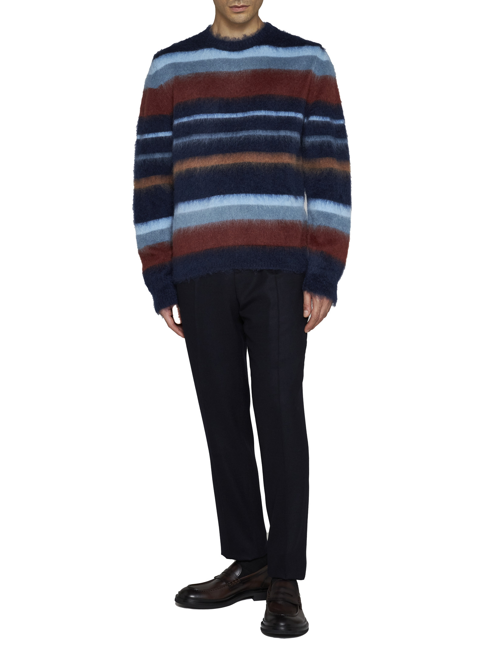Etro Wool Bootcut Trousers Pinstripe Print In Black