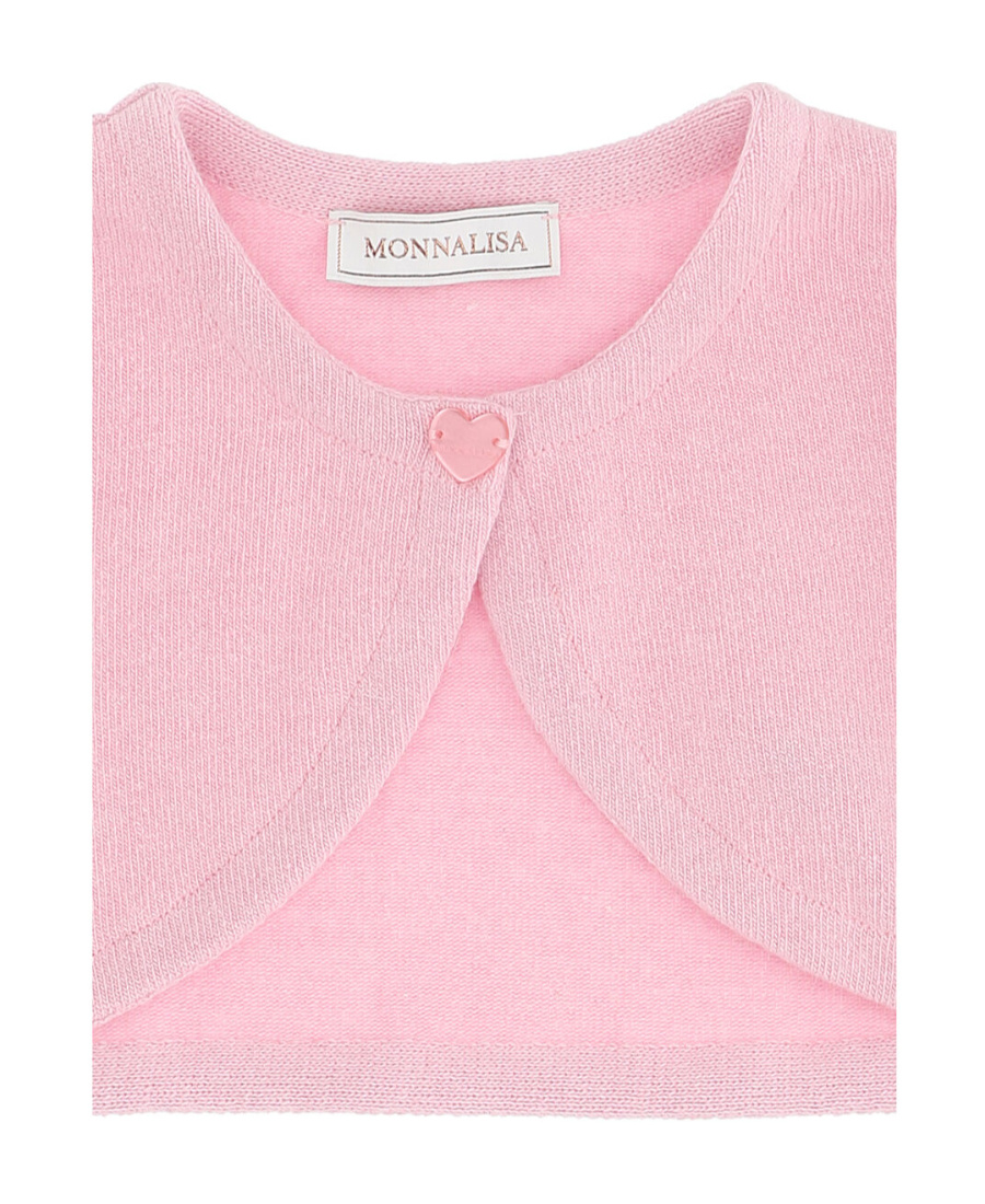 Monnalisa Logo Long-sleeved Cardigan In Pink