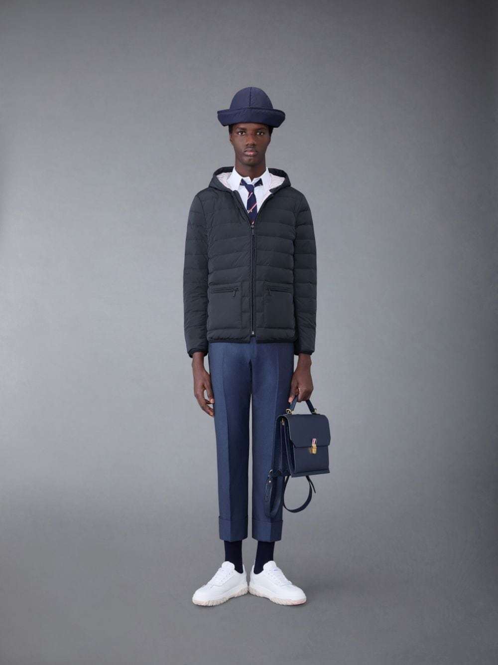 Thom Browne Down Jacket 4bar In Black