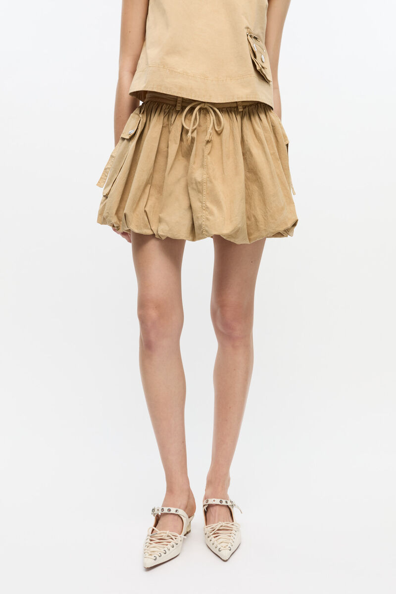 Ganni Womens Lark Bubble-hem Cotton Mini Skirt