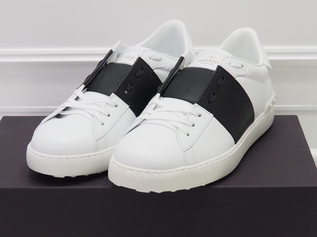 Valentino Open Sneaker With Contrasting Panel And Studded Heel In White