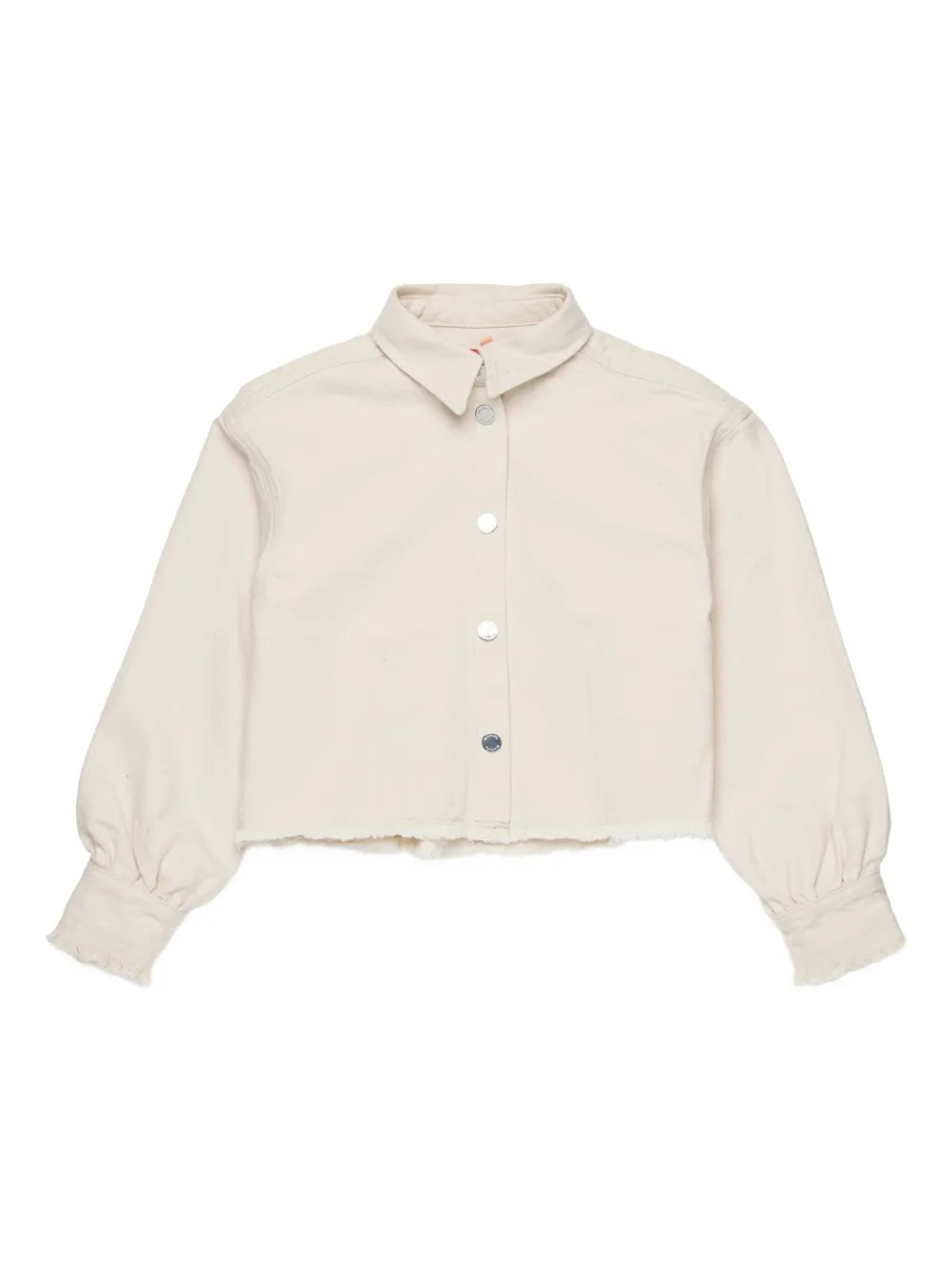 Maxco. Kids Logo Patch Frayed Edge Shirt In Neutral