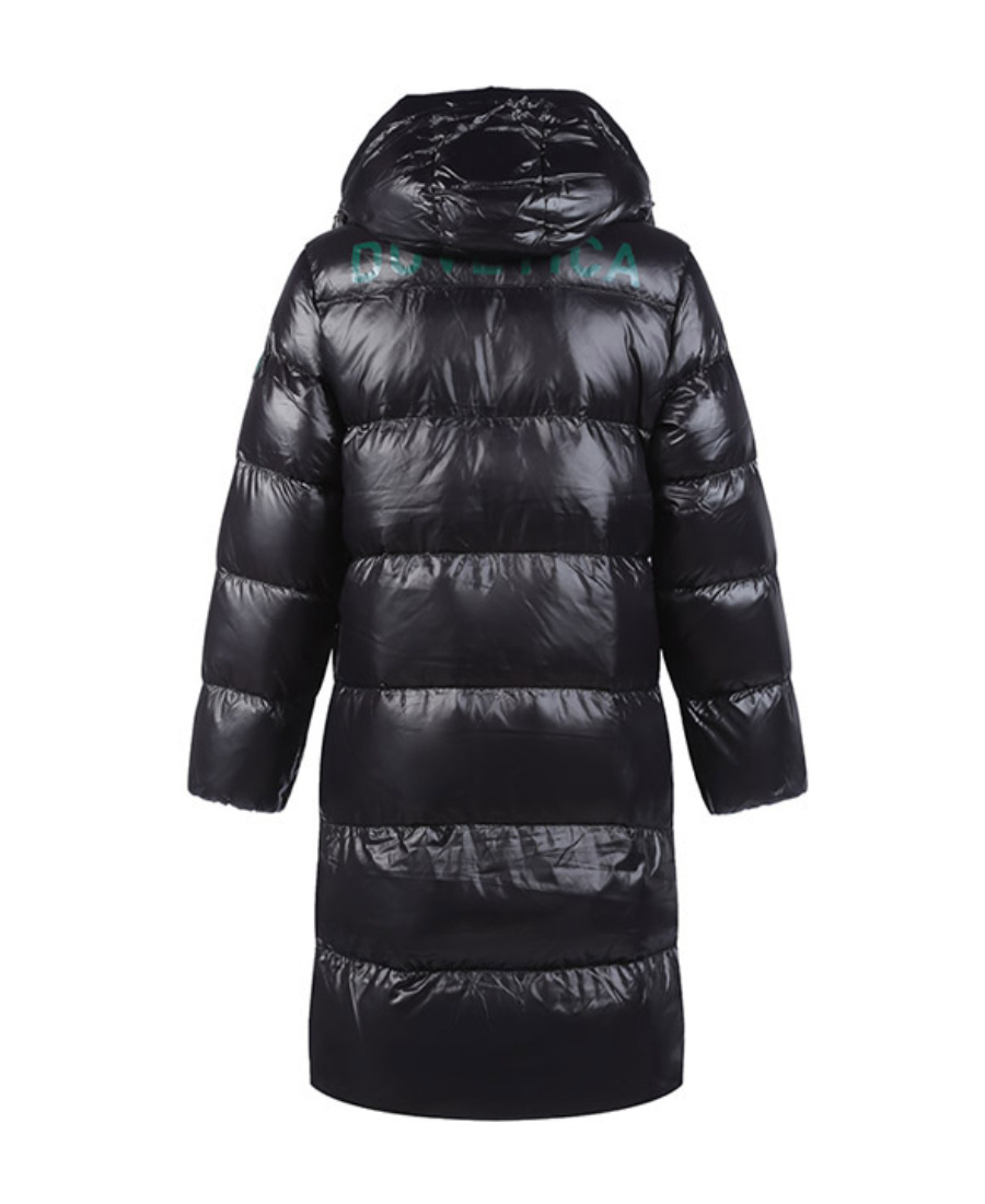 Duvetica Timavo Series Long Hooded Down Jacket In Black