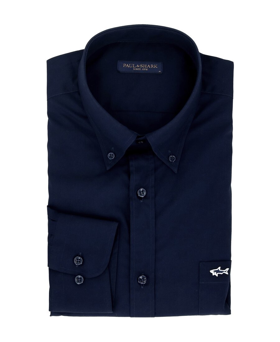 Paul & Shark Logo Embroidered Button-down Shirt In Black