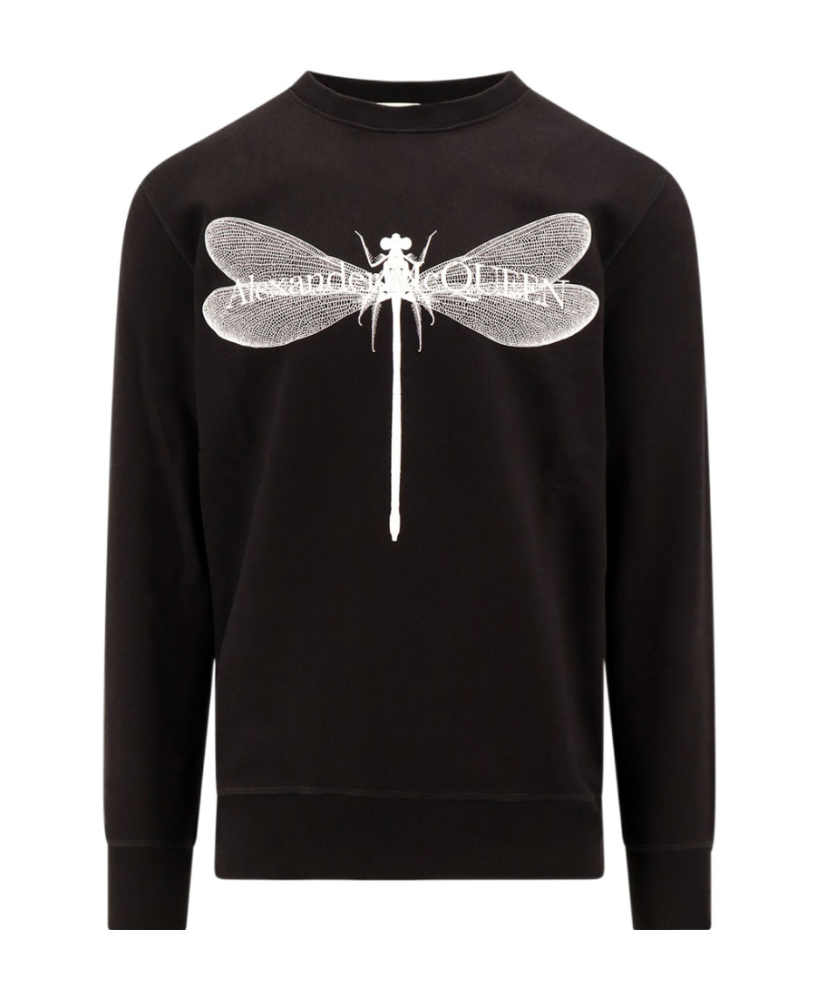 Alexander Mcqueen Dragonfly-print Cotton Sweatshirt In Black