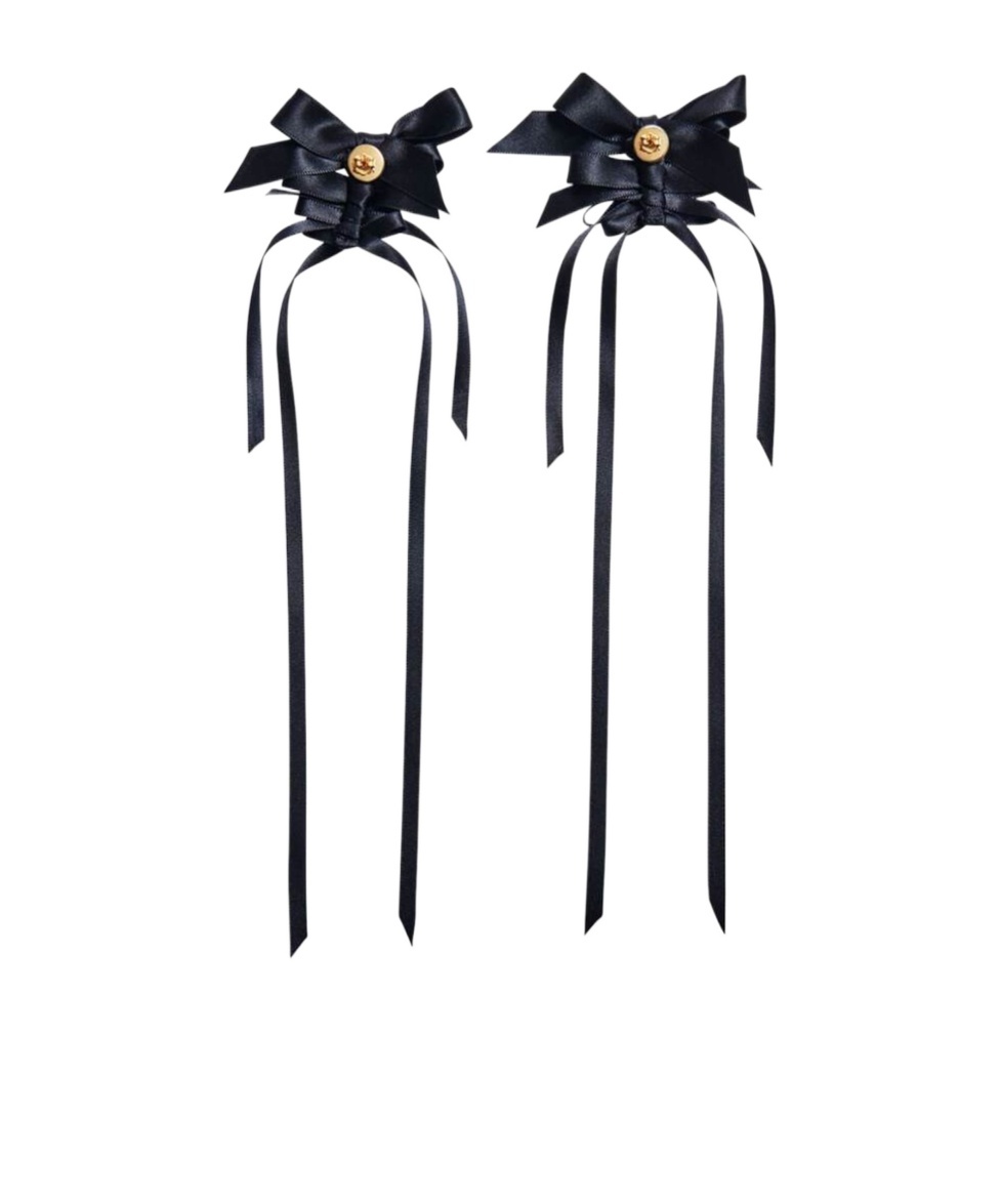 Simone Rocha Butterfly Ribbon Knot Earrings In Black