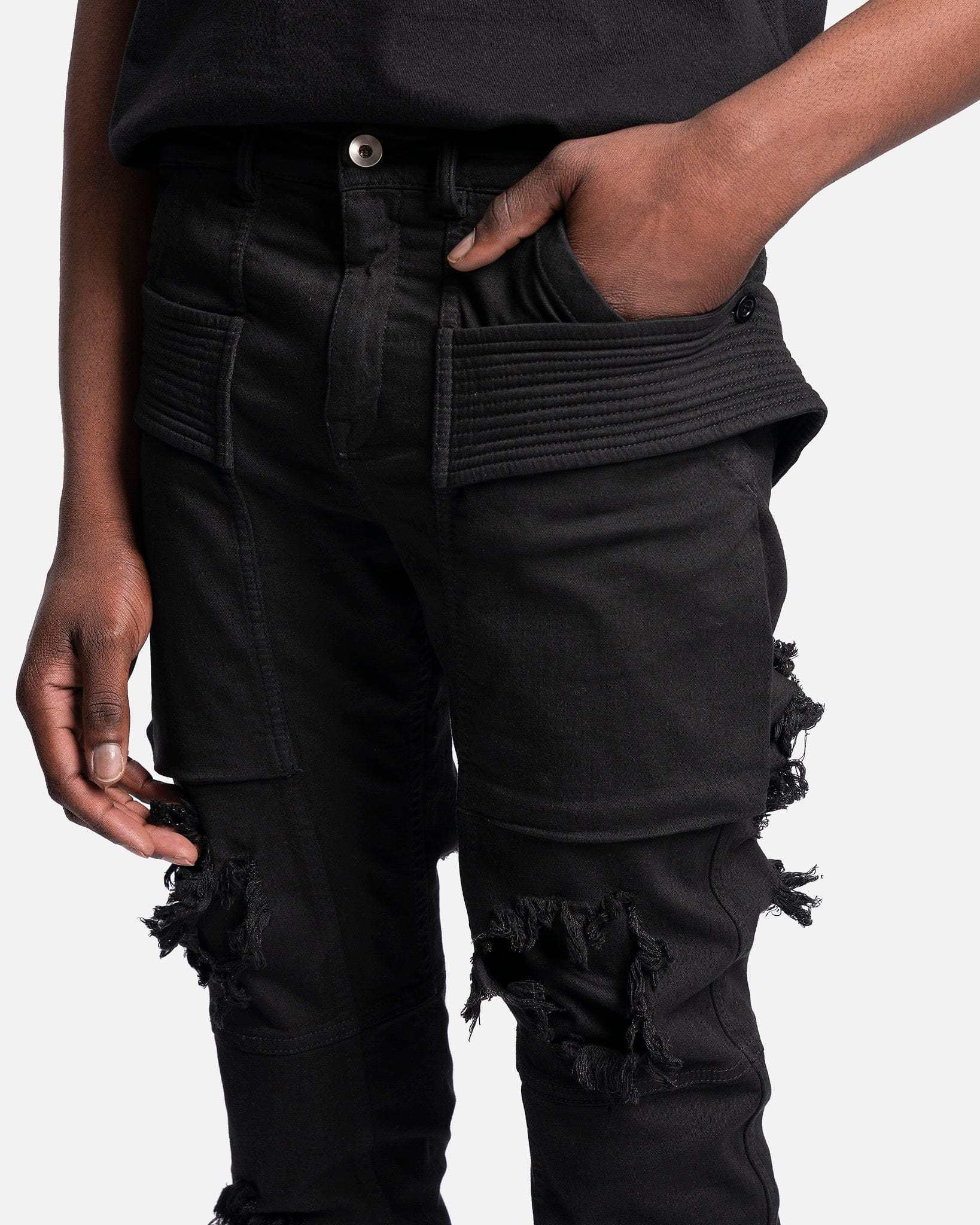Rick Owens Drkshdw Pocket Imitation Old Denim Trousers In Black