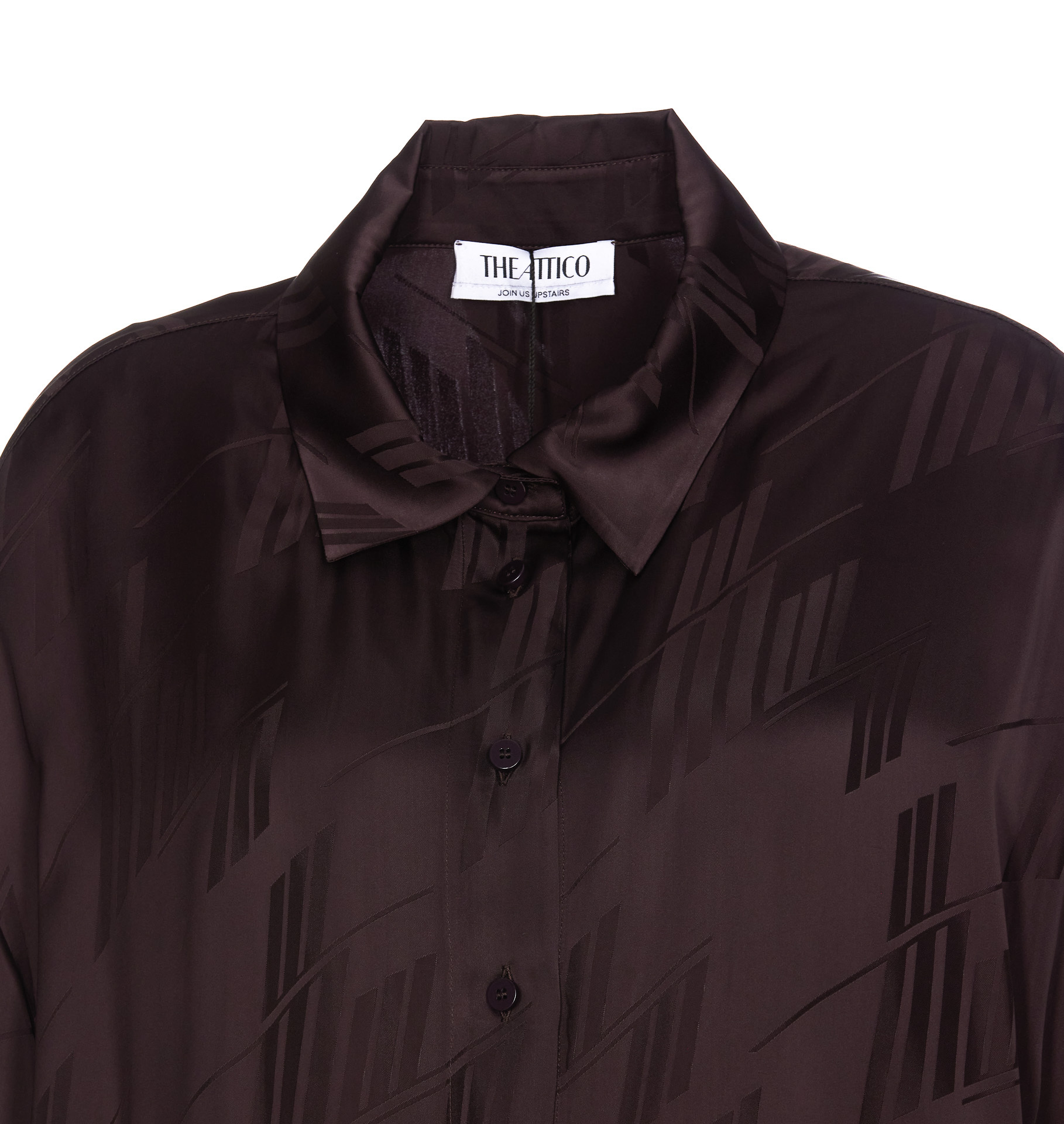 Attico The Woman Shirt Dark Brown Size 2 Viscose In Black