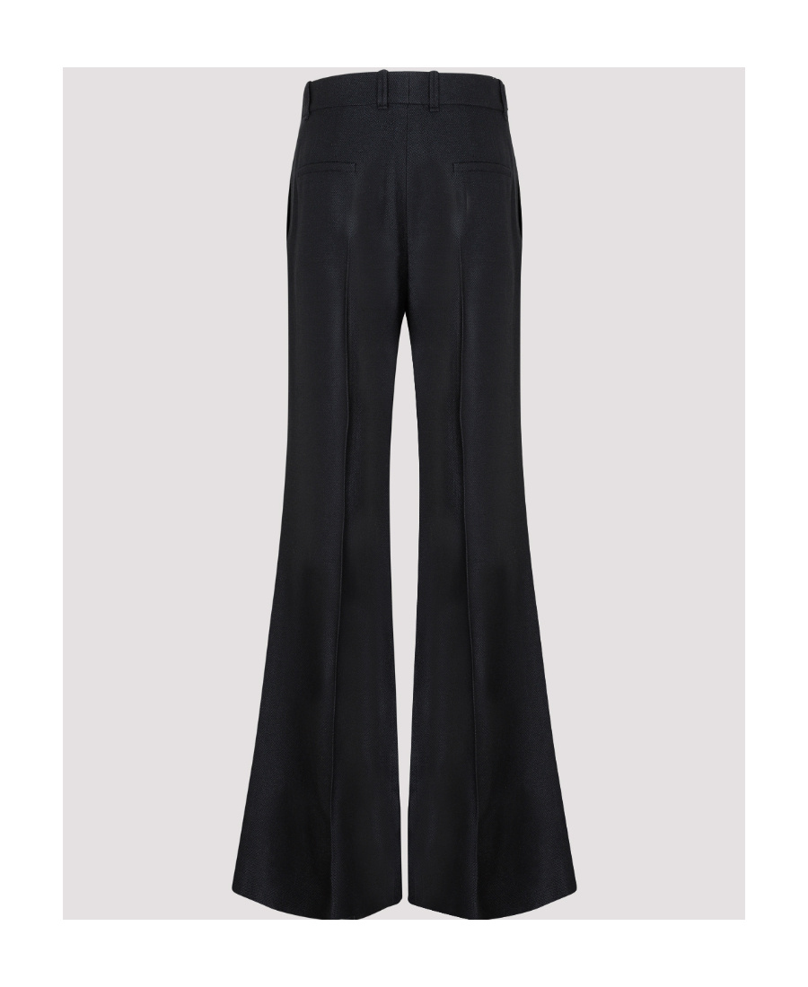 Shop Chloé Flared Box-pleat Trousers In Black