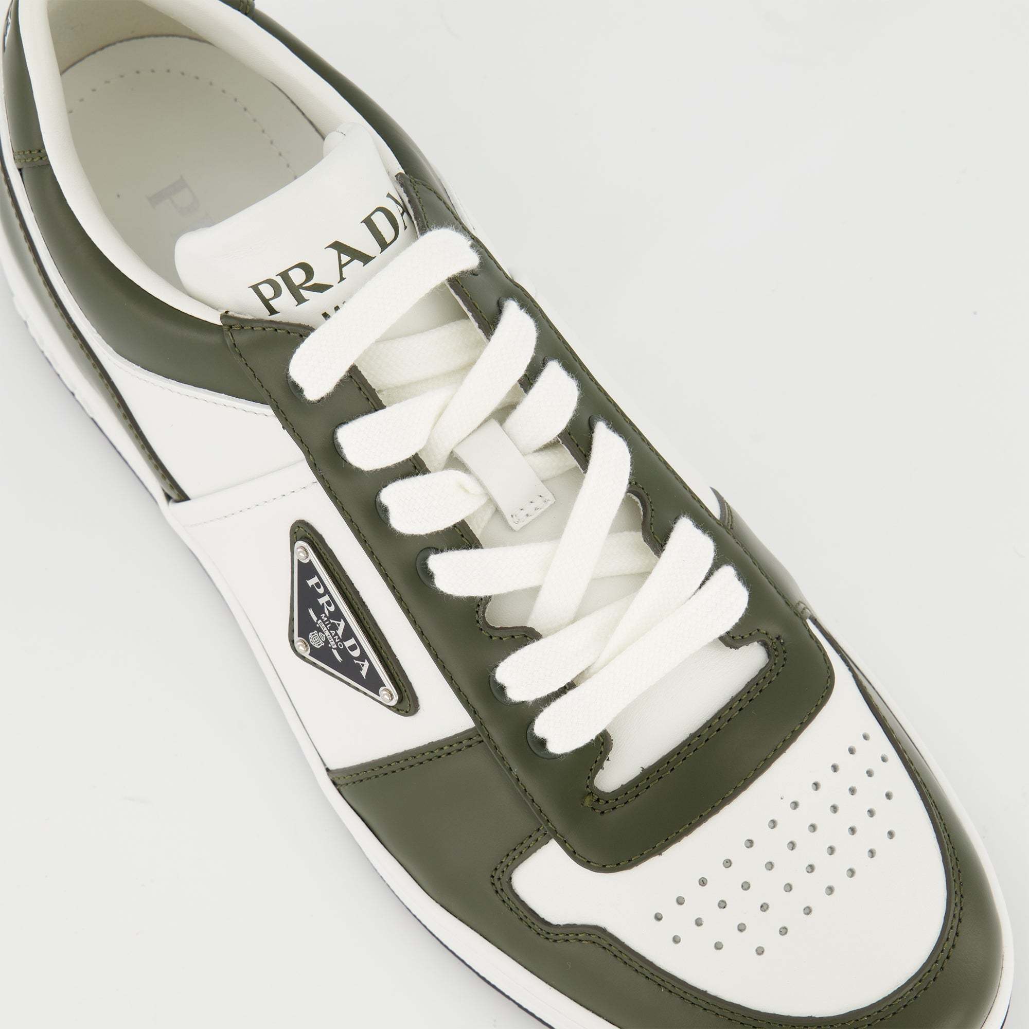 Prada Sneakers Downtown In Pelle Bicolor Uomo In Multi