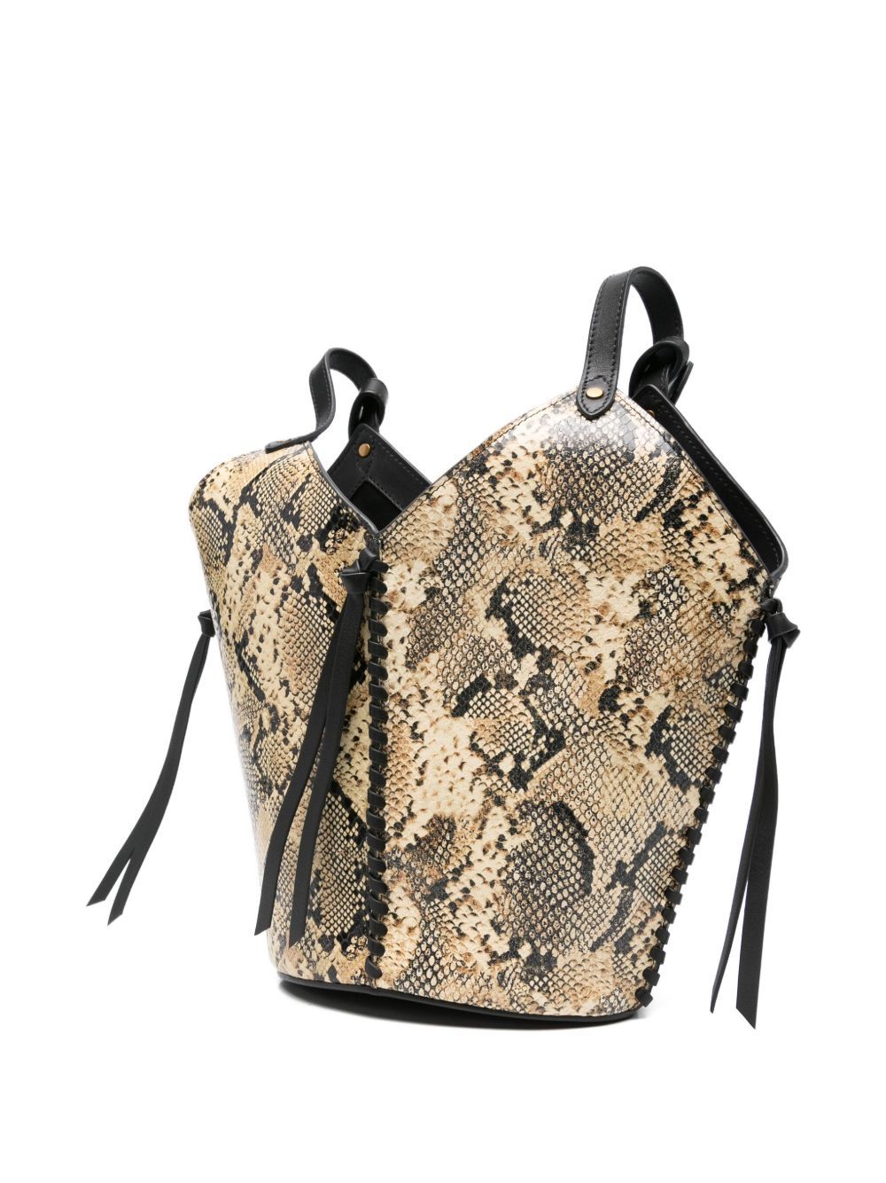 Isabel Marant Snakeskin-print Drawstring Tote Bag In Brown