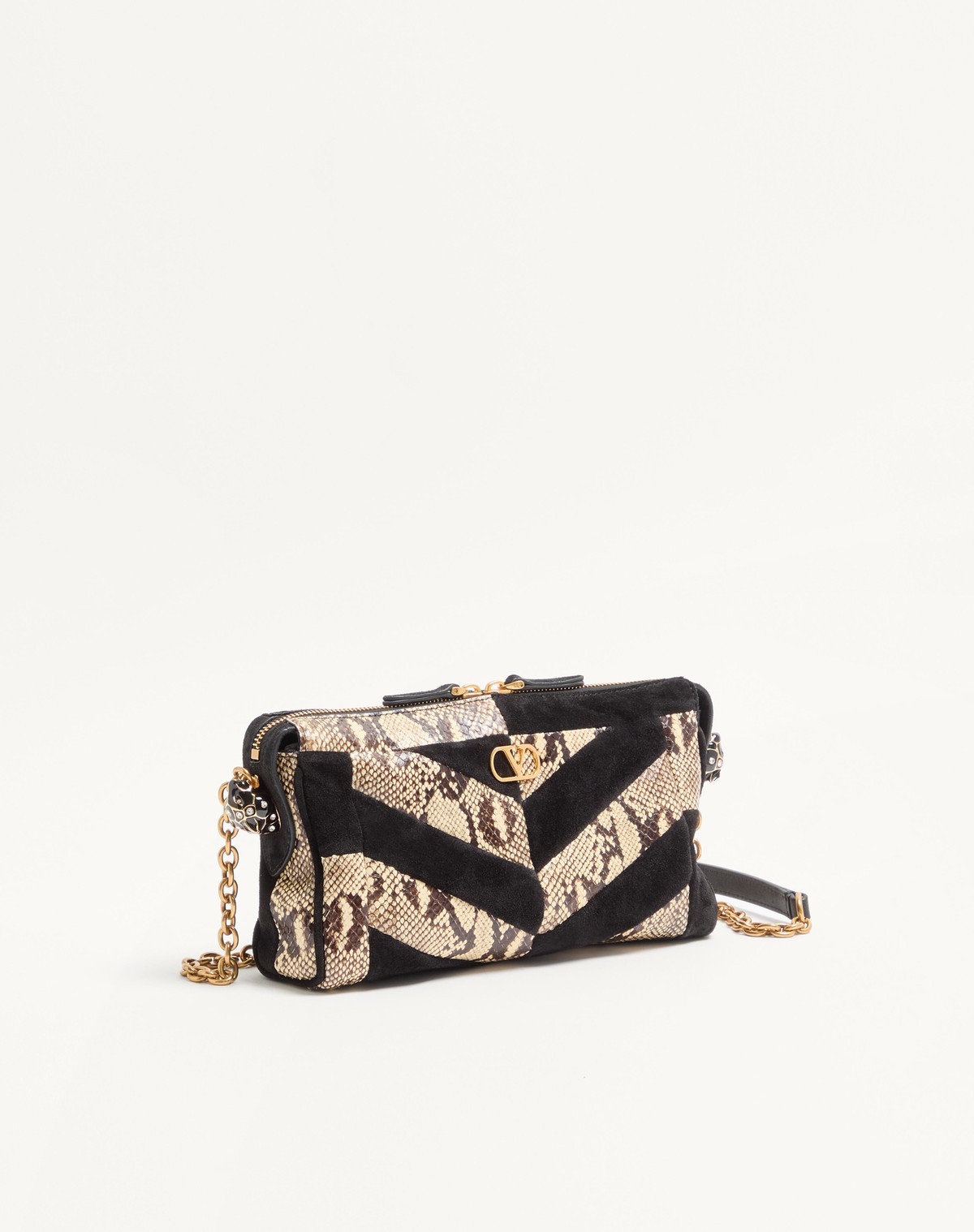 Valentino Zipper Shoulder Bag In Black