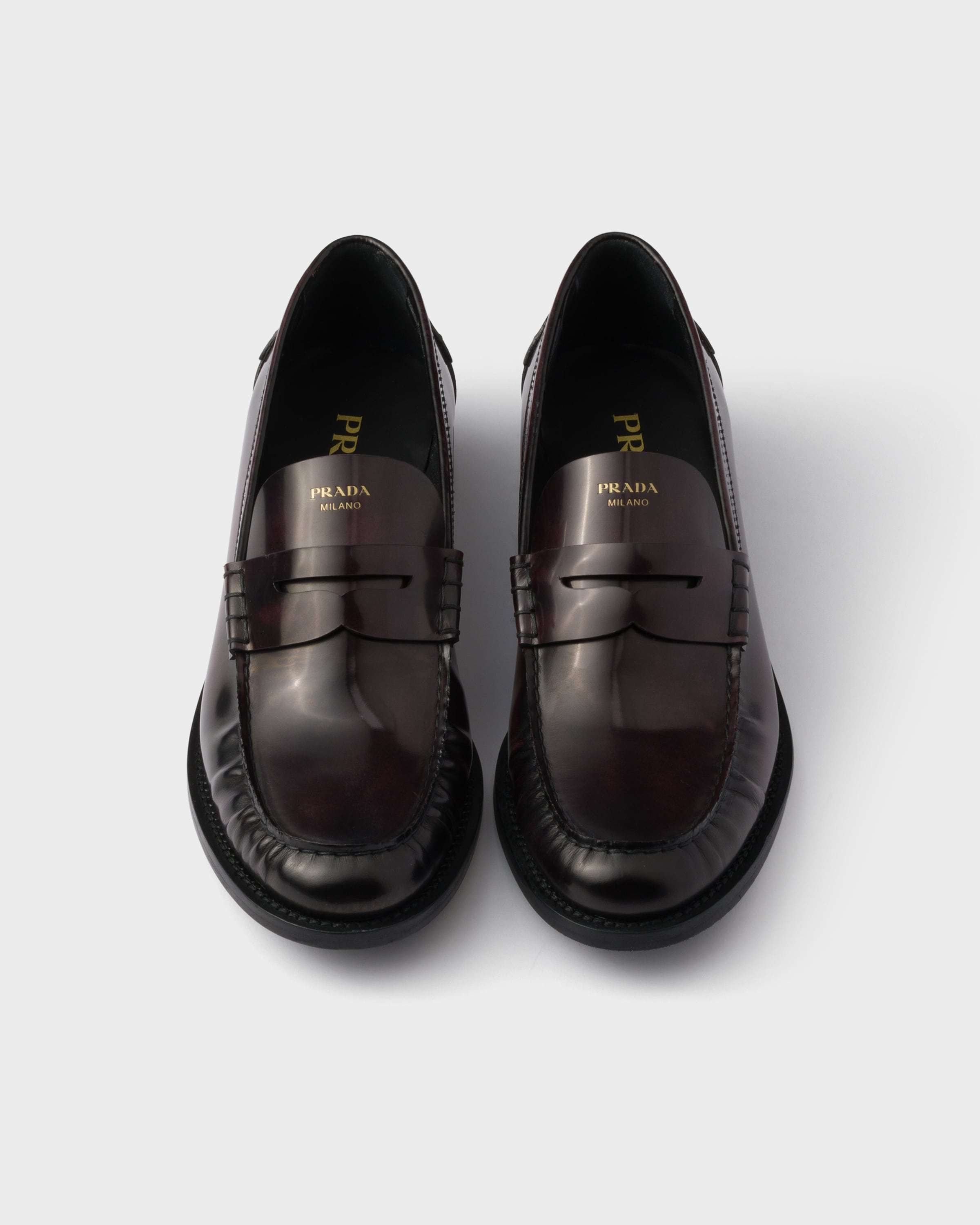 Prada Brushed Leather Loafers In Black