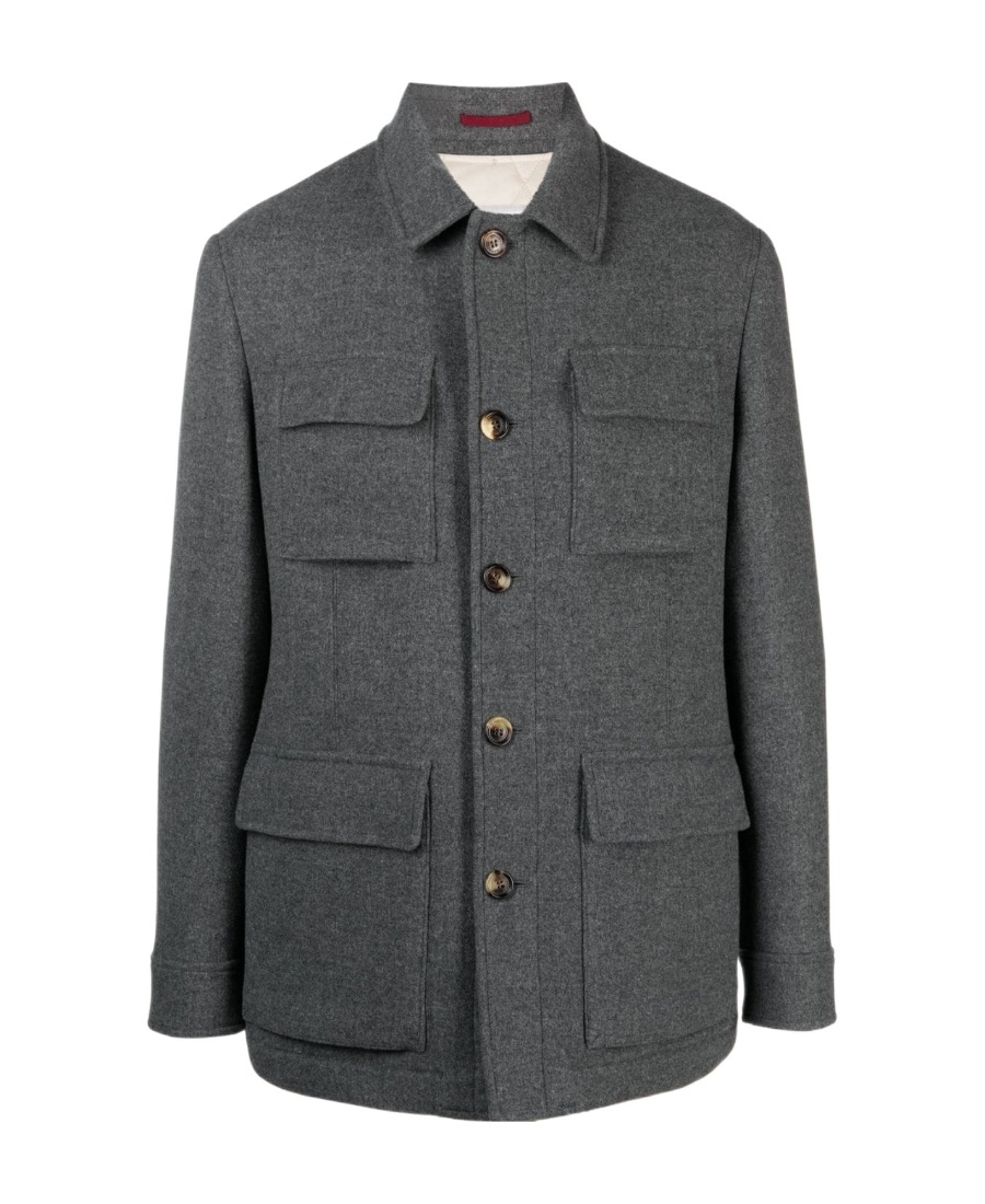 Brunello Cucinelli Flap-pocket Button-up Shirt Jacket In Black
